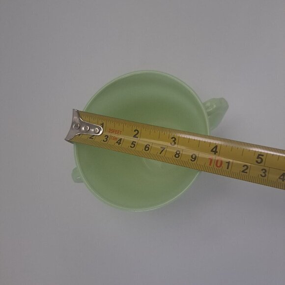 Hazel Atlas Moderntone Platonite Green Sugar Bowl Glass Double Handles - Picture 9 of 10